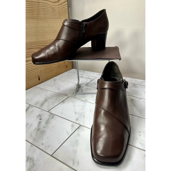 Covington Loafers Womens Shoes Sz 9.5 Brown Leather Block Heel Y2K Retro Regency - Picture 1 of 12